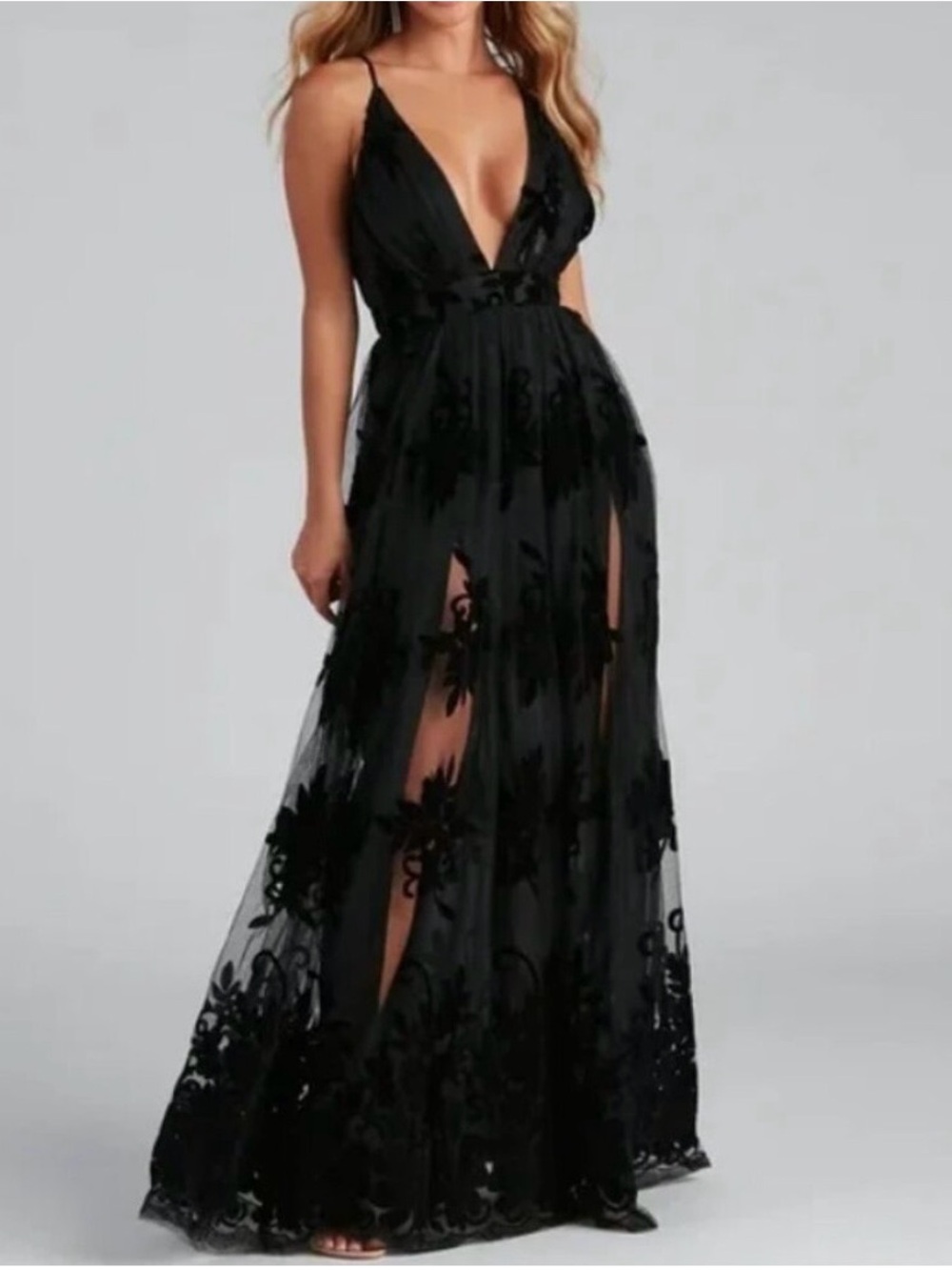 Windsor Black Lace Overlay Maxi Dress - Picture 2 of 2